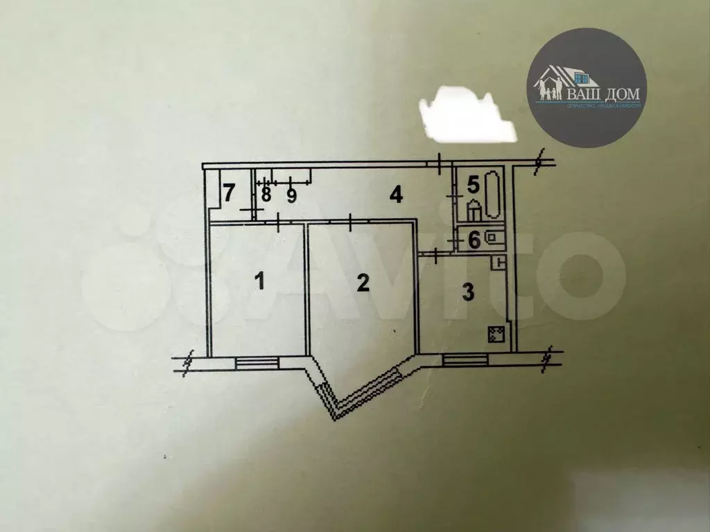 2-к. квартира, 53,5 м, 1/9 эт. - Фото 0