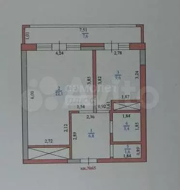 1-к. квартира, 51,1 м, 6/16 эт. - Фото 0