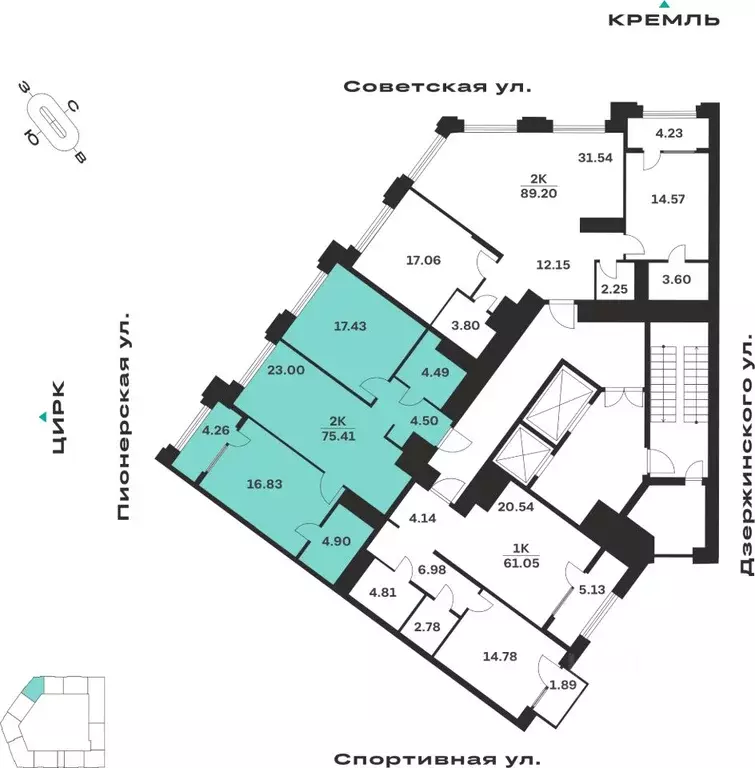 2-к кв. Тульская область, Тула ул. Болотникова, 4 (75.41 м) - Фото 2