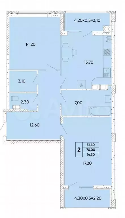 2-к. квартира, 75 м, 2/9 эт. - Фото 0