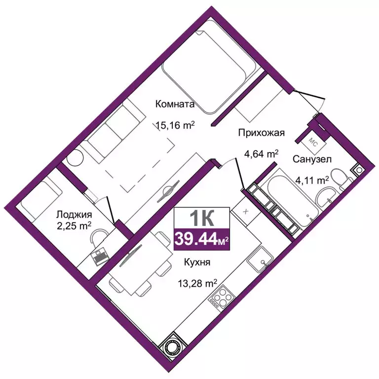 1-комнатная квартира: Симферополь, улица Батурина, 177к2 (37.3 м) - Фото 1