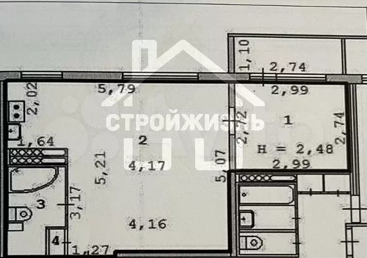 2-к. квартира, 36,9 м, 5/9 эт. - Фото 0