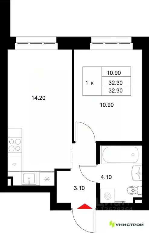 1-к кв. Татарстан, Казань Техническая ул. (32.3 м) - Фото 1