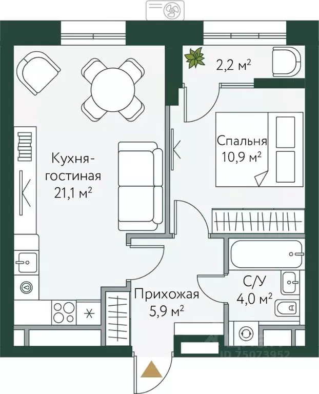 1-к кв. Волгоградская область, Волгоград Новосибирская ул., 74с1 (44.1 ... - Фото 0