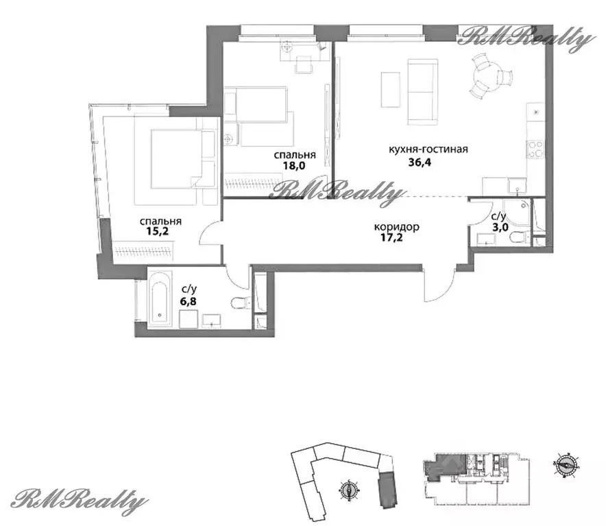 Квартира, 3 комнаты, 96.2 м - Фото 0