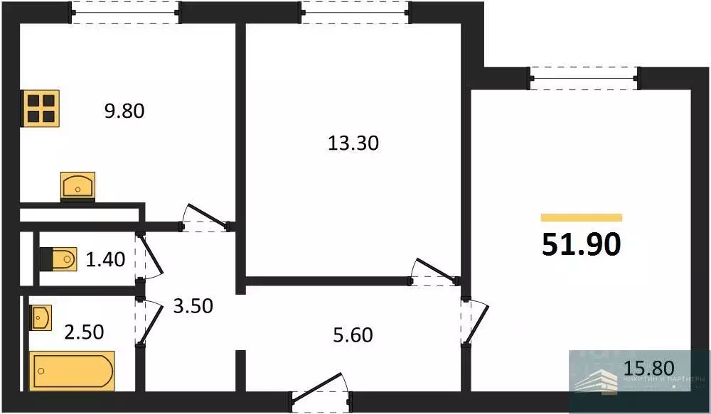 2-к кв. Воронежская область, Воронеж ул. Загоровского, 5/3 (51.9 м) - Фото 0