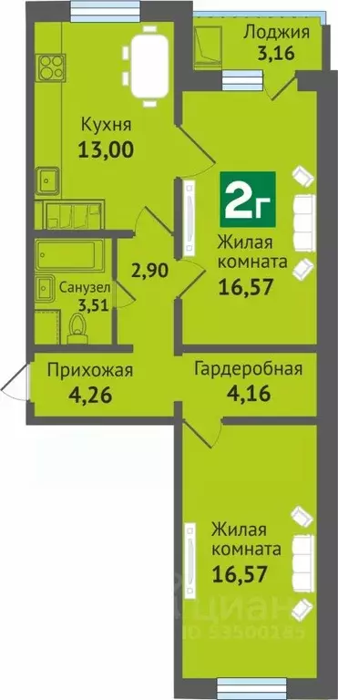 2-к кв. Марий Эл, Медведево городское поселение, Медведево пгт ул. ... - Фото 1