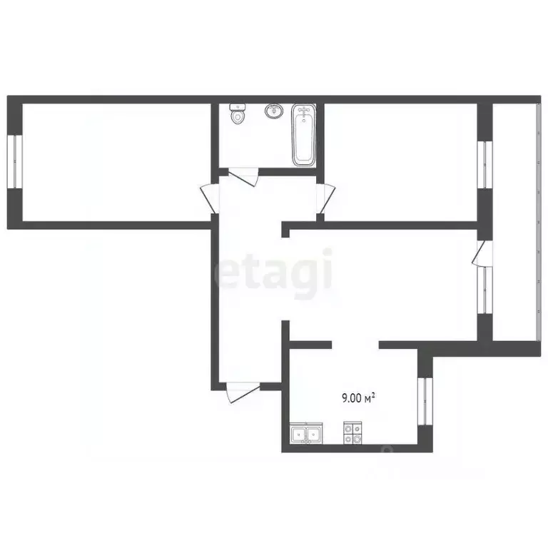 3-к кв. Тюменская область, Тюмень ул. Федюнинского, 7а (59.5 м) - Фото 2