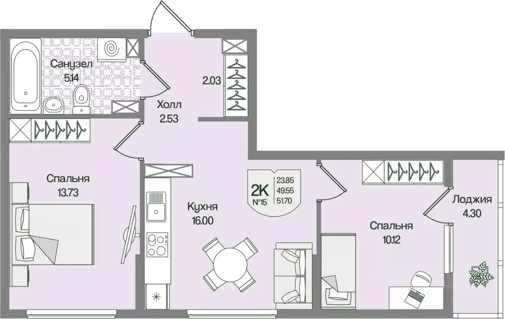 2-к кв. Ленинградская область, Всеволожский район, Бугровское ... - Фото 1