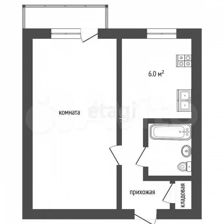 1-к. квартира, 31 м, 4/5 эт. - Фото 0