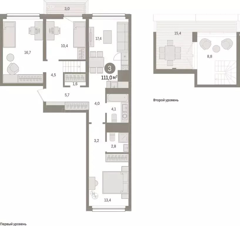 3-комнатная квартира: Тюмень, Мысовская улица, 26к1 (110.96 м) - Фото 1