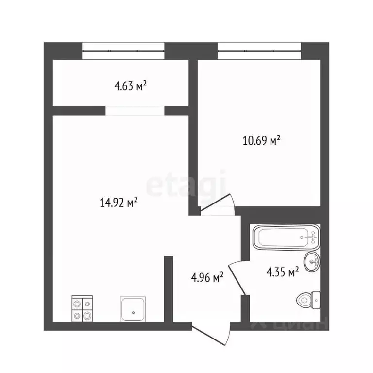1-к кв. Тюменская область, Тюмень ул. Василия Малкова, 10 (35.0 м) - Фото 2