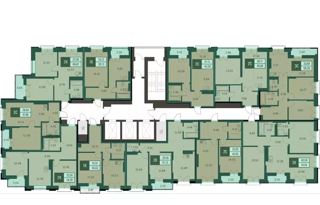 2-к кв. Новосибирская область, Новосибирск ул. Шевченко, 19/1к3 (54.2 ... - Фото 2