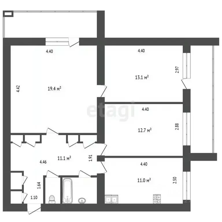 3-к кв. Московская область, Пущино Серпухов городской округ, В мкр, 7 ... - Фото 1