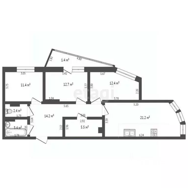 3-к кв. Калининградская область, Калининград Орудийная ул., 30А (83.2 ... - Фото 0