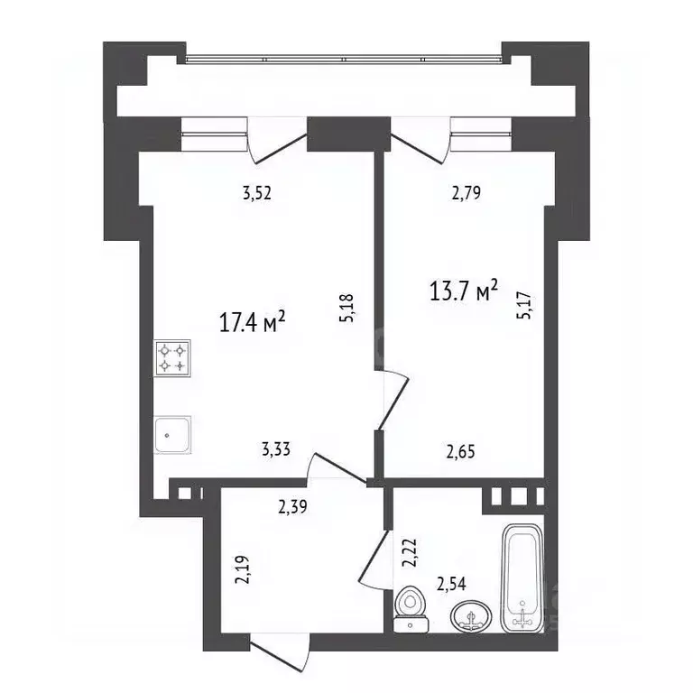 2-к кв. Иркутская область, Иркутск ул. Лермонтова, 341/6 (41.5 м) - Фото 2