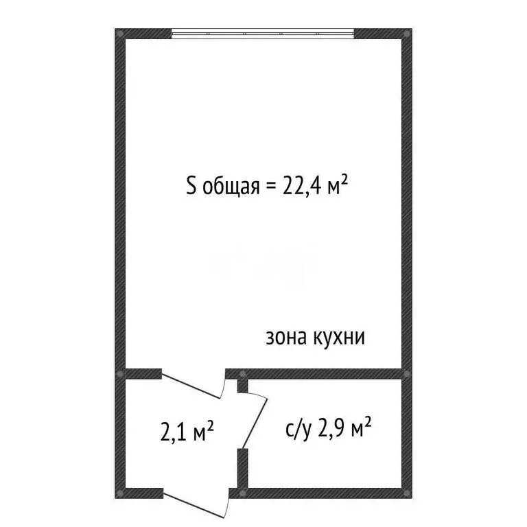 Квартира-студия: Тюмень, Центральный округ (22.4 м) - Фото 2