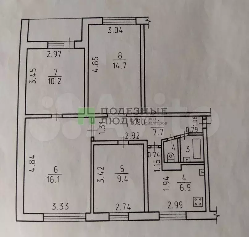 4-к. квартира, 67,8 м, 1/9 эт. - Фото 0