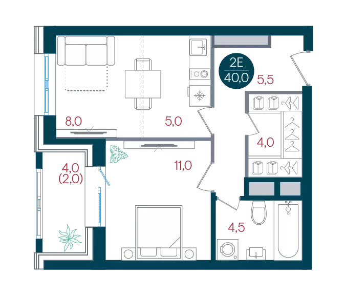2-к квартира, 40 м - Фото 0