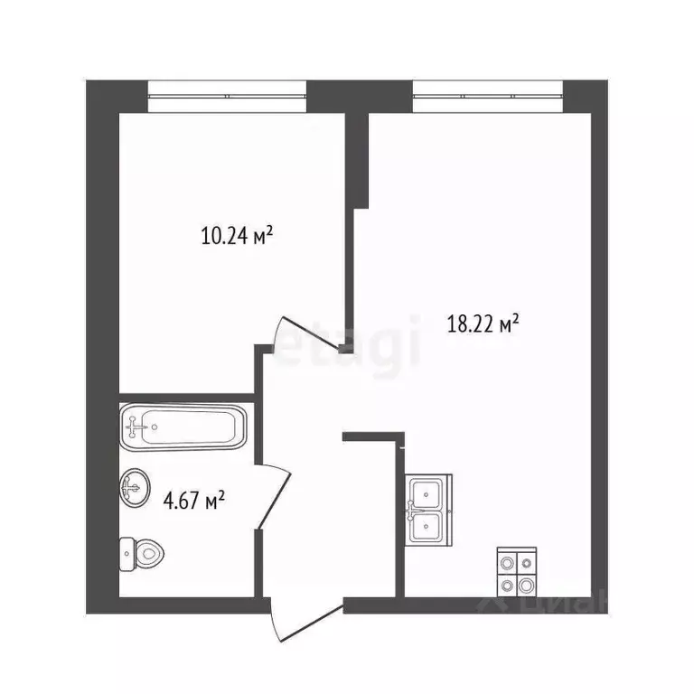 1-к кв. Тюменская область, Тюмень ул. Первооткрывателей, 14 (37.6 м) - Фото 1