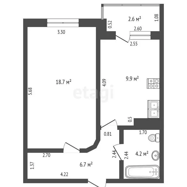 1-комнатная квартира: Ростов-на-Дону, Мачтовая улица, 5Б (41 м) - Фото 0