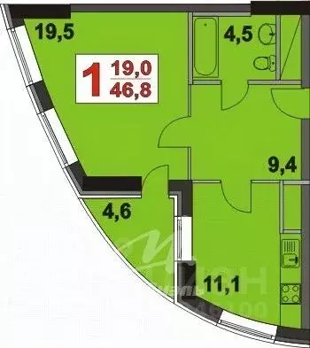 1-к кв. Московская область, Балашиха просп. Ленина, 82к1 (46.8 м) - Фото 2