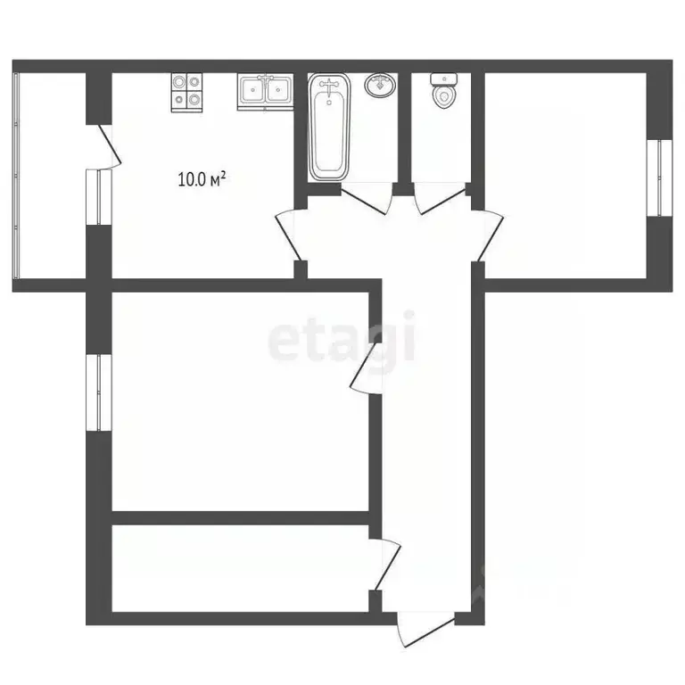 2-к кв. Воронежская область, Борисоглебск Гоголевская ул., 16Б (66.0 ... - Фото 2