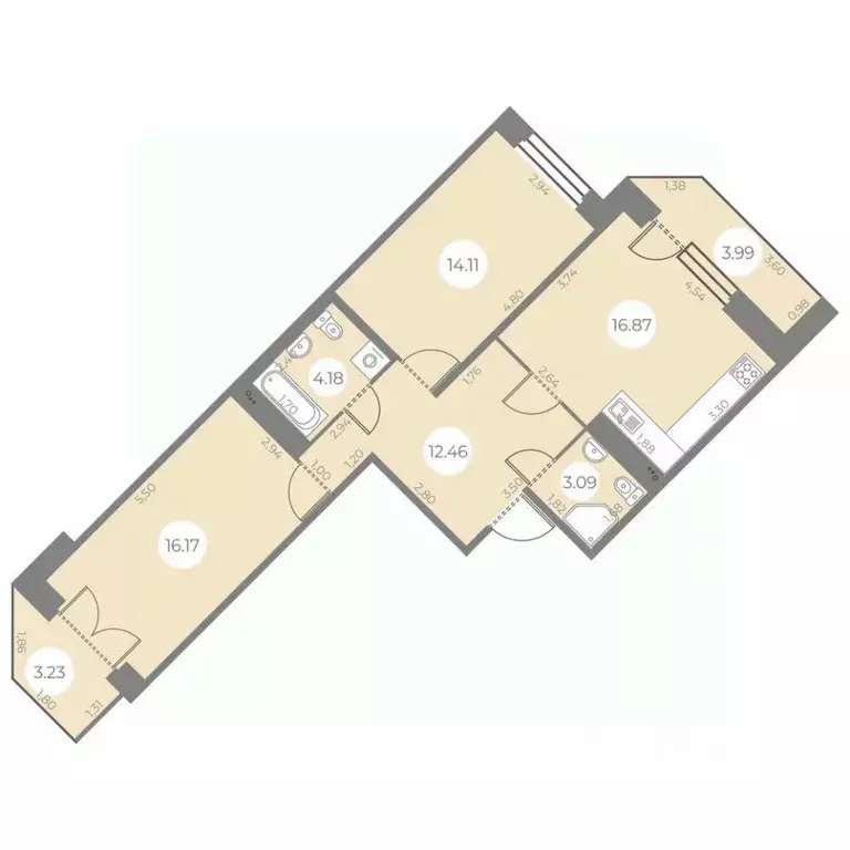 2-к кв. Санкт-Петербург ул. Маршала Захарова, 8 (69.79 м) - Фото 0