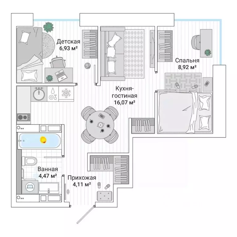 3-к кв. Приморский край, Владивосток Гринвуд жилой комплекс (41.0 м) - Фото 1