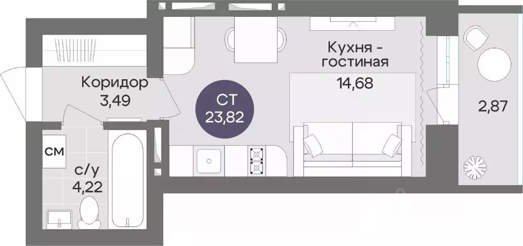 Студия Новосибирская область, Новосибирск Академгородок мкр, ул. ... - Фото 0