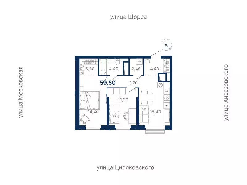 2-комнатная квартира: Екатеринбург, Московская улица, 249/2 (59.5 м) - Фото 0