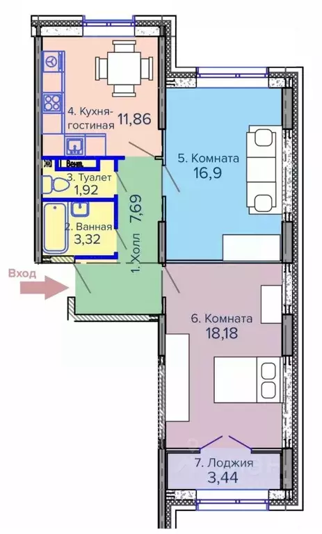 2-к кв. Пермский край, Березники  (63.31 м) - Фото 1