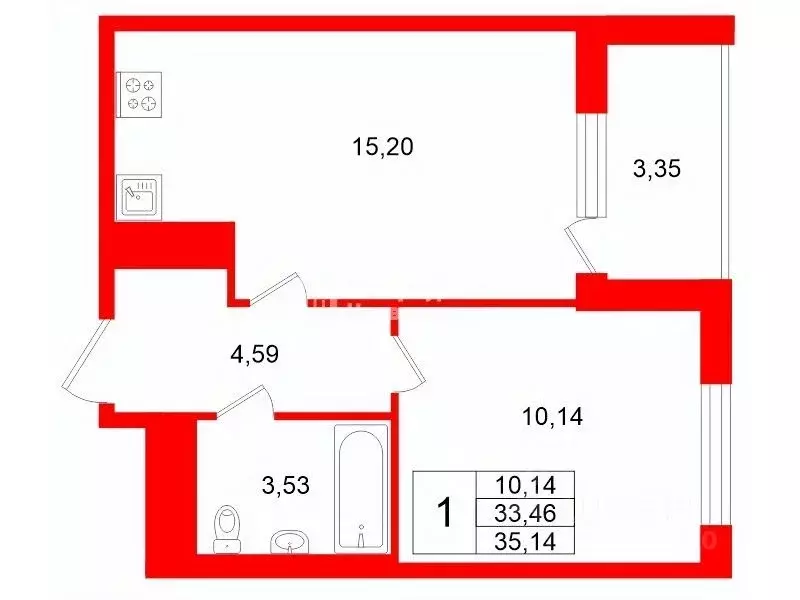 1-к кв. Санкт-Петербург просп. Обуховской обороны, 36 (33.2 м) - Фото 2