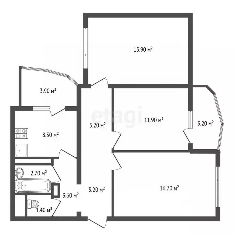 3-к кв. Воронежская область, Воронеж ул. Артамонова, 38Дк1 (70.8 м) - Фото 2