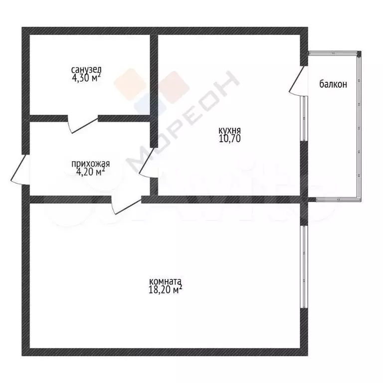1-к. квартира, 37,6 м, 4/9 эт. - Фото 0