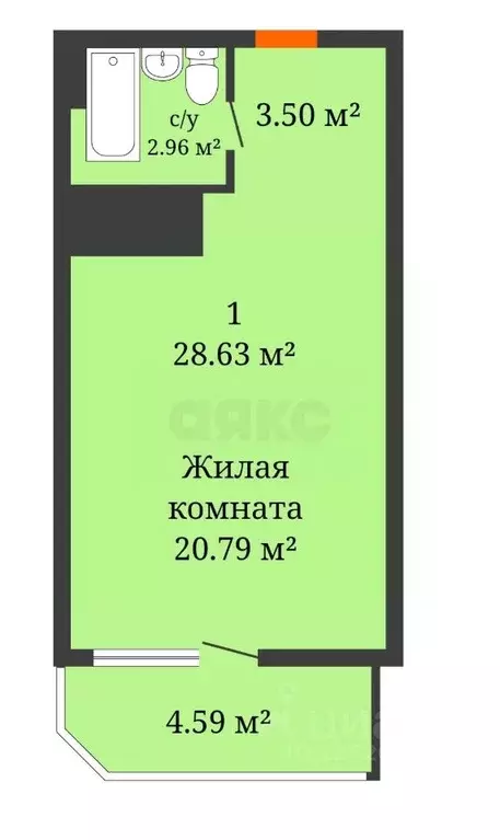 Студия Ростовская область, Ростов-на-Дону Берберовка мкр, ул. ... - Фото 1