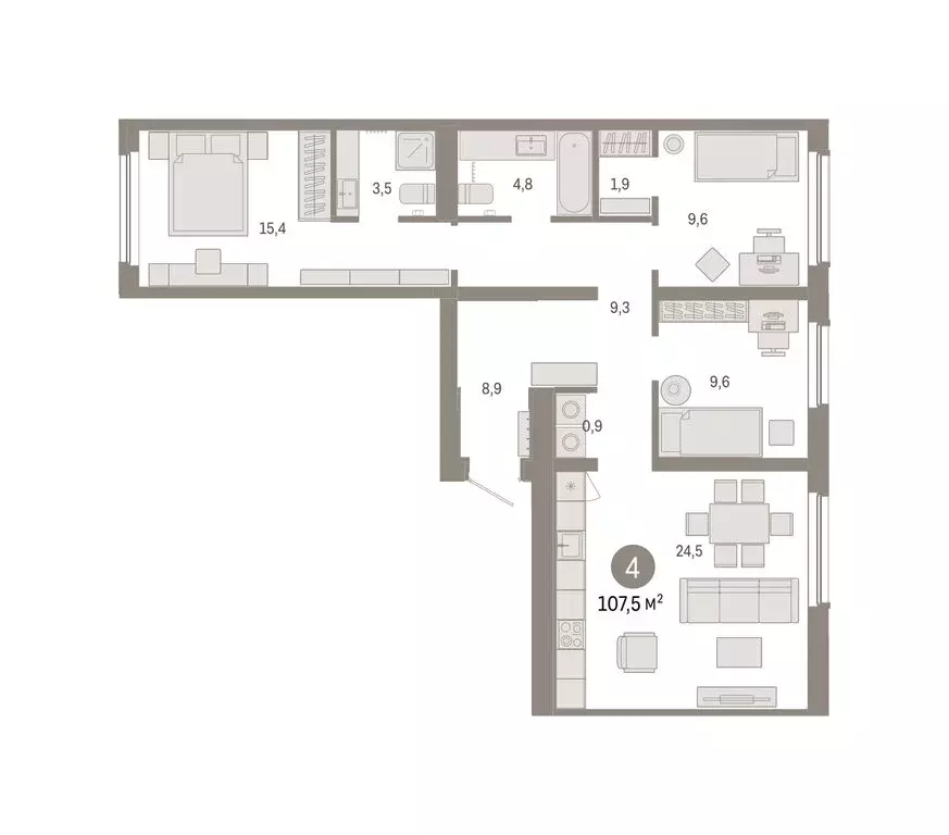 4-комнатная квартира: Екатеринбург, микрорайон Академический, 19-й ... - Фото 1