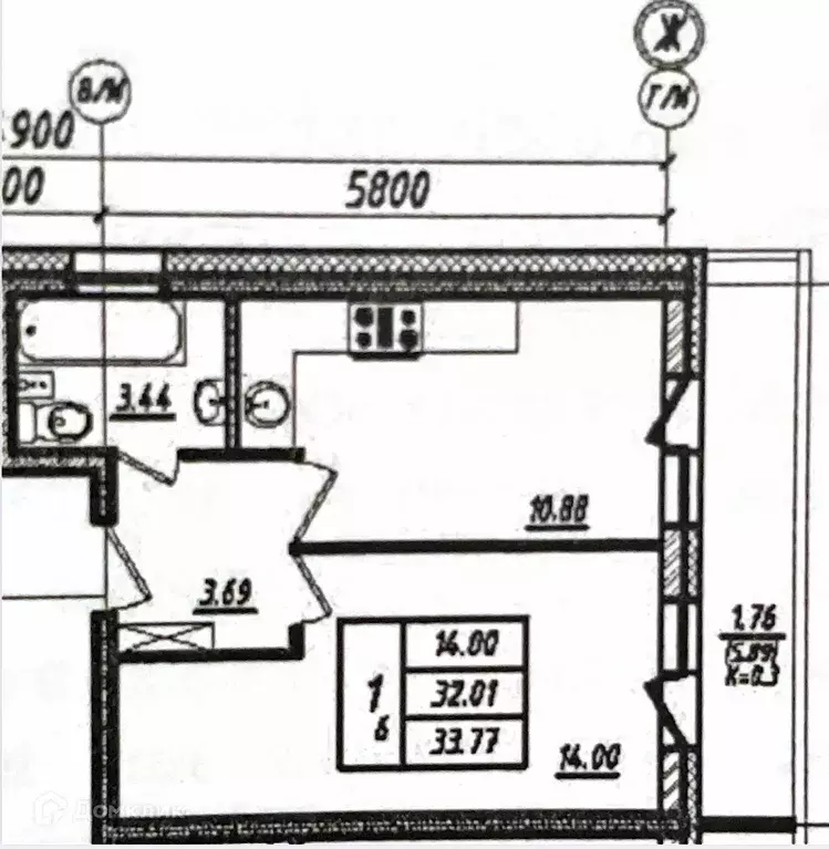 Продаётся 1-к квартира, 31.6 м - Фото 1