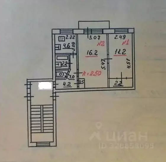 2-к кв. Псковская область, Псков Завеличье исторический район, пер. ... - Фото 1