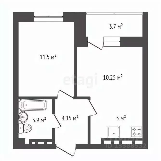 2-к кв. Красноярский край, Красноярск Норильская ул., 58 (35.3 м) - Фото 1