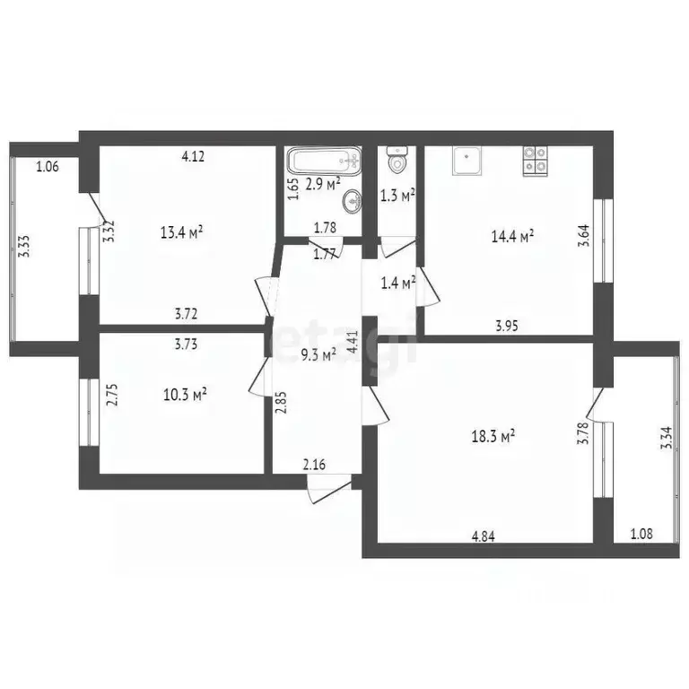 3-к кв. Архангельская область, Котлас ул. Стефановская, 31А (71.3 м) - Фото 1