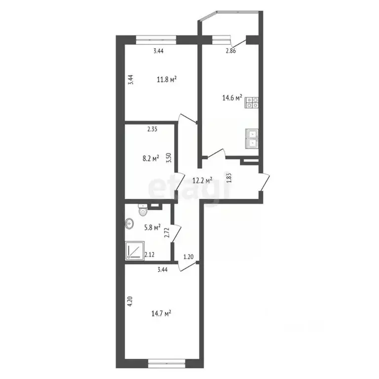 3-к кв. Ханты-Мансийский АО, Сургут тракт Тюменский, 6/1 (66.7 м) - Фото 1