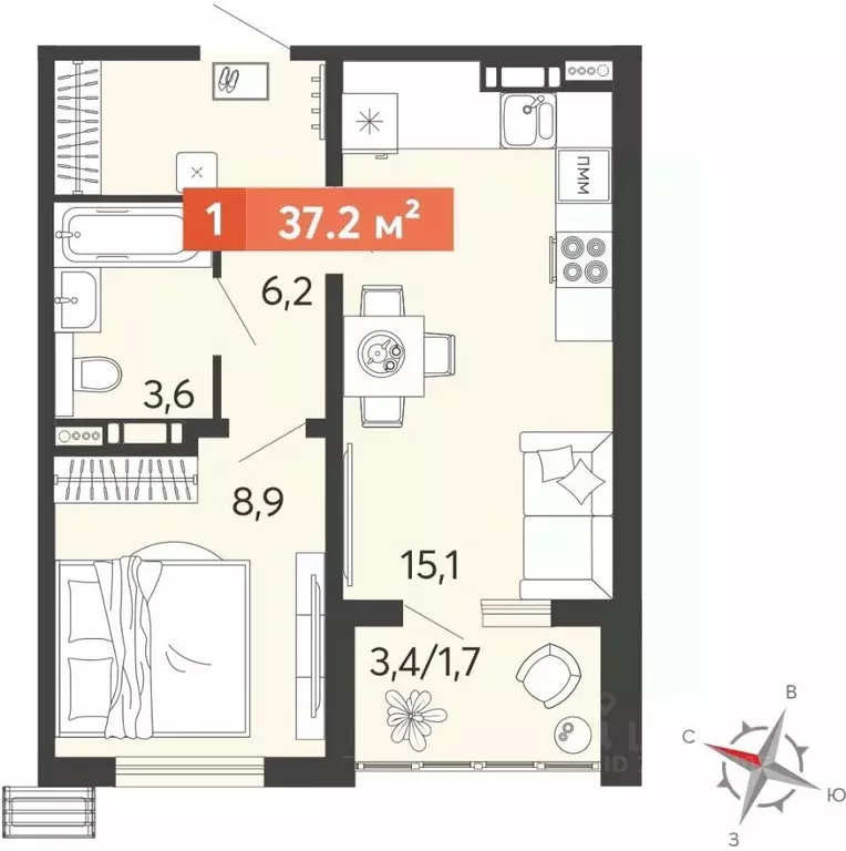 1-к кв. Пензенская область, Нижнеломовский район, с. Кривошеевка  ... - Фото 1