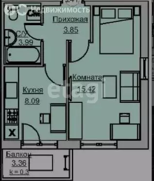 1-комнатная квартира: Ижевск, Постольская улица, 17Ак2 (34.71 м) - Фото 1