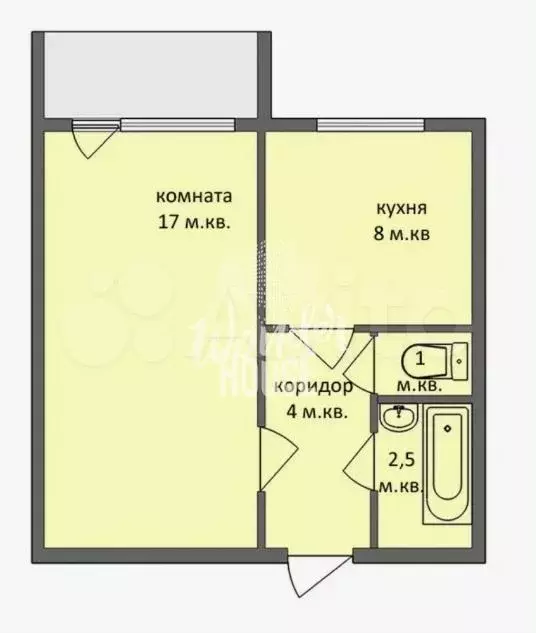 1-к. квартира, 33 м, 7/9 эт. - Фото 0