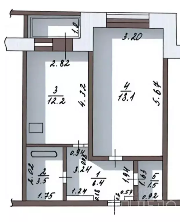 1-к кв. Рязанская область, Рыбное Большая ул., 18 (41.7 м) - Фото 2