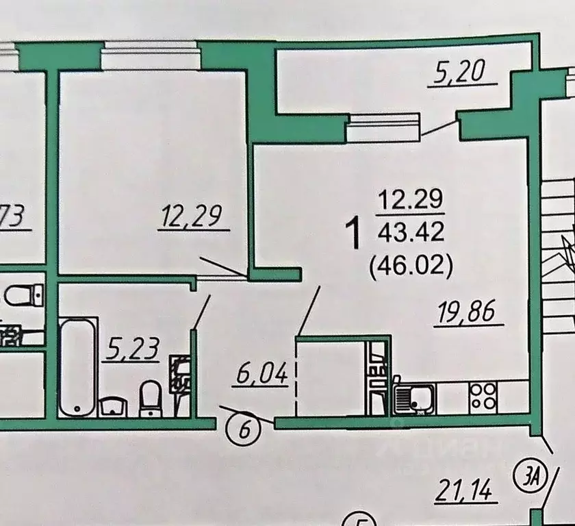 1-к кв. Брянская область, Брянск ул. Имени О.С. Визнюка, 20 (46.0 м) - Фото 0