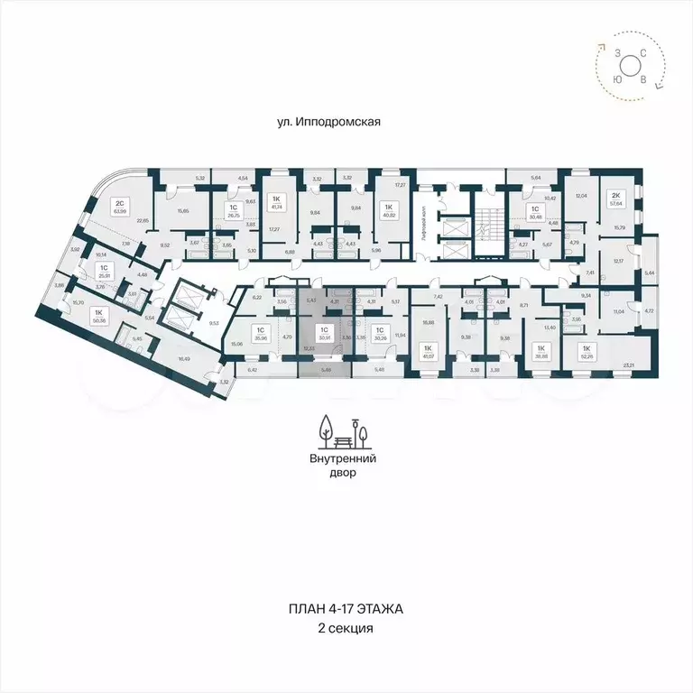 Квартира-студия, 30,9 м, 12/25 эт. - Фото 1