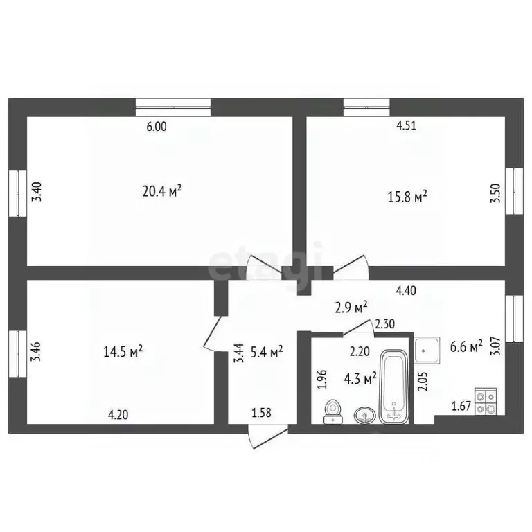 3-к кв. Кемеровская область, Топки Пионерская ул., 80 (71.2 м) - Фото 1