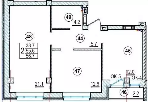 2-к кв. Псковская область, Великие Луки Садовая ул., 6 (56.7 м) - Фото 0